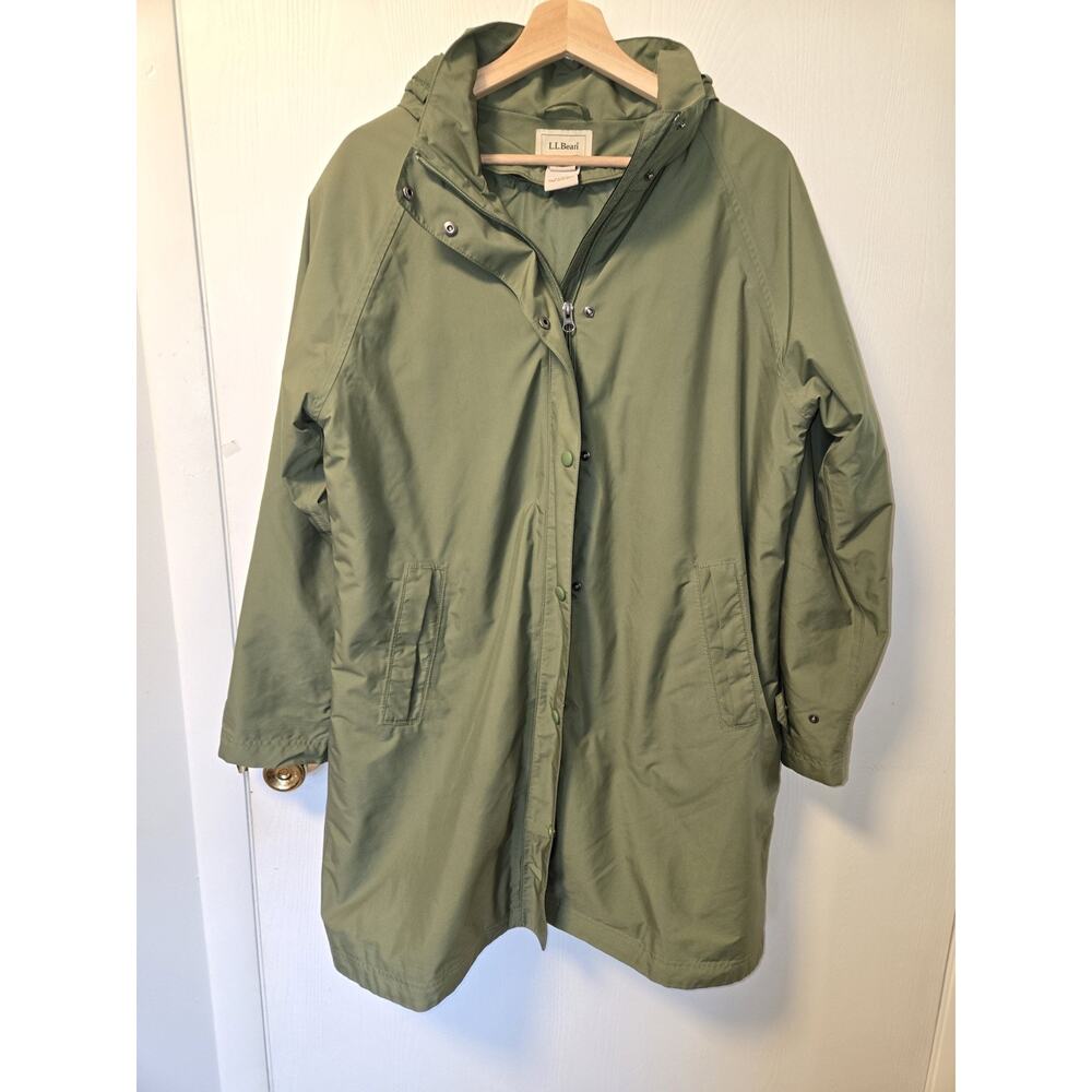 Vintage L.L. Bean Heritage Sage Green Rain Coat Removaeable Wool Lining Large - Picture 2 of 9